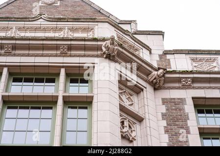 Architectural Details on College Lecture Hall at University of Washington in Seattle, WA Stock Photo