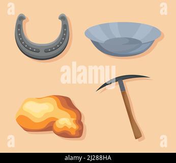 wild west four icons Stock Vector
