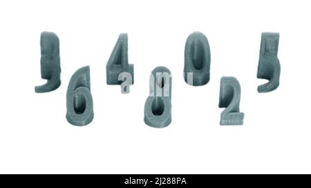 Objects printed by 3d printer Isolated on white background. Stock Photo