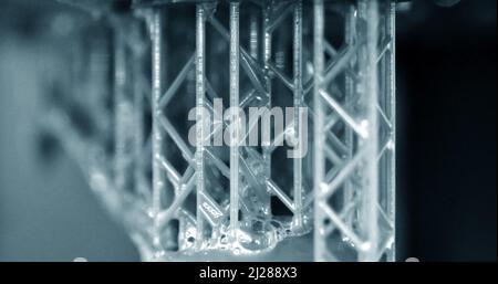 Stereolithography DPL 3d printer create detail and liquid drips, Stock Photo