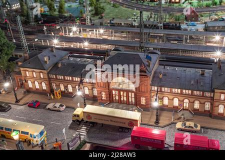 Frankfurt, Germany - March 11, 2021: plastic central station of