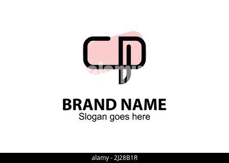 Line art CP letter logo design concept. C P lettering logo with line art style design. Modern and elegant logo. Simple flat design. Stock Vector