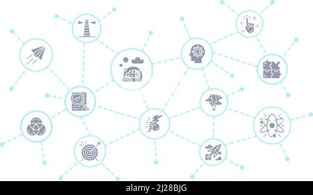 Creative business infographic with thin line icons. Innovation, startup, artwork, project, idea illustration design template. Stock Vector