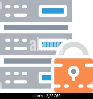 Vector safe server, data center, web hosting white line icon. Stock Vector