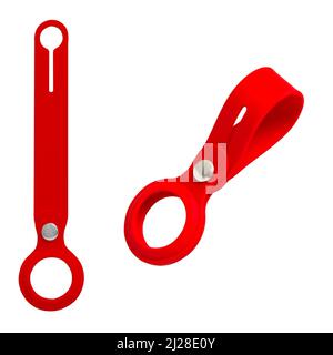 keychain made of red silicone isolated on a white background Stock Photo