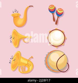 six musical instruments icons Stock Vector Image & Art - Alamy
