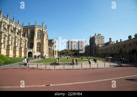 View of the Castle from the Lower Ward, British sovereign royal residence. Windsor Castle, Windsor, Berkshire, England, UK Stock Photo