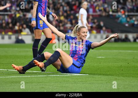 Barcelona, Spain. 30th Mar, 2022. BARCELONA, SPAIN - MARCH 30: Fridolina Rolfö of Barcelona reacts during a UEFA Women's Champions League match between Barcelona v Real Madrid at Camp Nou on March 30, 2022 in Barcelona, Spain. (Photo by Sara Aribó/PxImages) Credit: Px Images/Alamy Live News Stock Photo