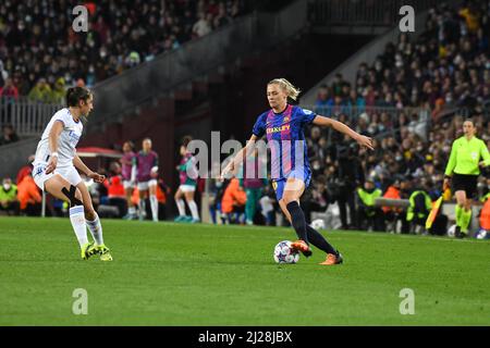 Barcelona, Spain. 30th Mar, 2022. BARCELONA, SPAIN - MARCH 30: Fridolina Rolfö of Barcelona drives the ball during a UEFA Women's Champions League match between Barcelona v Real Madrid at Camp Nou on March 30, 2022 in Barcelona, Spain. (Photo by Sara Aribó/PxImages) Credit: Px Images/Alamy Live News Stock Photo