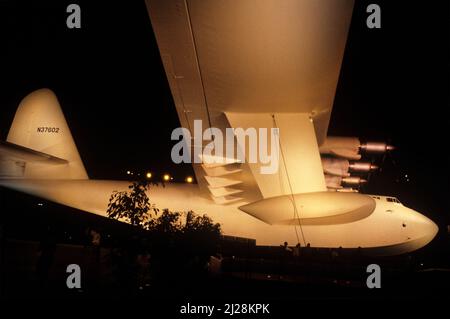 The Spruce Goose airplane on display in Long Beach, CA, USA. In the 1990s it was moved to Oregon to be part of a new museum organized by Evergreen International Aviation. Stock Photo