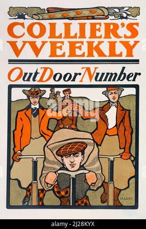 Will Bradley artwork - Colliers weekly. Out door number. (1894-1896) American Art Nouveau - Old and vintage poster / Magazine cover Stock Photo