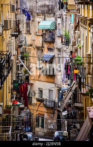 A beautiful view on the streets of Spanish District in Naples Stock Photo