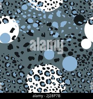 Abstract modern leopard seamless pattern with circles. Animals trendy background. Color decorative vector illustration for print, card, fabric Stock Vector