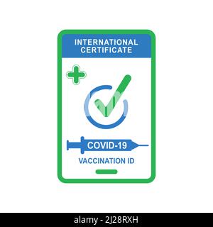 Immunity digital document from coronavirus. Vaccine passport icon. Stock Vector