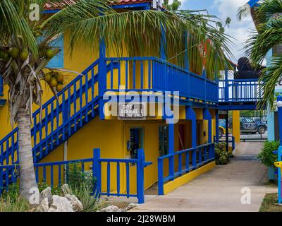 KRALENDIJK BONAIRE - OCTOBER 6, 2013: Divi Flamingo Resort Dive Shop Stock Photo