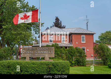 Chambly, CA - 19 July 2021: Chambly Canal National Historic Site of Canal