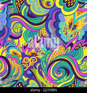 Funky colorful seamless psychedelic texture for decoration and design. Stock Vector