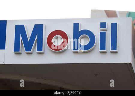 A shop sign of MOBIL, on March 28 2022 in Los Angeles CA, USA. Photo by David Niviere/ABACAPRESS.COM Stock Photo