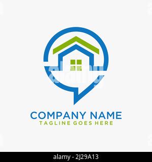 House chat logo design Stock Vector