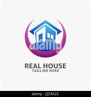 Circle house logo design Stock Vector