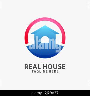 Circle house logo design Stock Vector