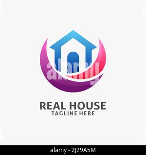 Circle house logo design Stock Vector