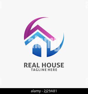 Circle house logo design Stock Vector