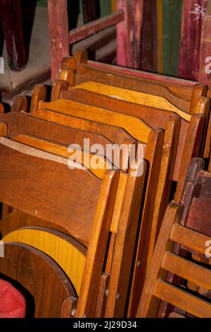 Close-up of furniture placed in a large mahogany furniture store Stock Photo