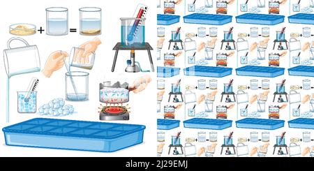 Seamless background with science experiment illustration Stock Vector
