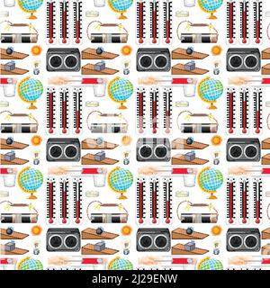 Seamless background with science equipments illustration Stock Vector