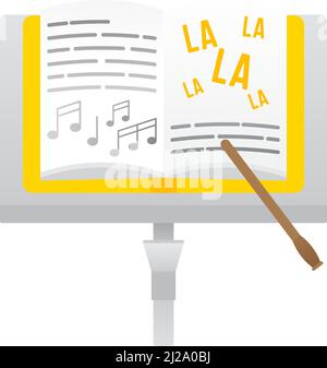 Music note stand vector flat icon isolated on white background. Orchestra instrument with book on tripod. Melody composition song notation Stock Vector
