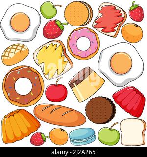 Seamless background design with many desserts illustration Stock Vector