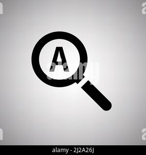 The A of the alphabet and a magnifying glass. Editable vector. Stock Vector