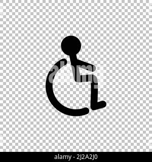 Silhouette icon of a wheelchair isolated on a transparent background. Editable vector. Stock Vector