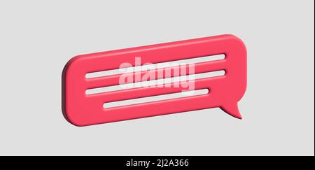 Glossy red speech bubble, messenger shape. 3D render vector icons for social media or website Stock Vector