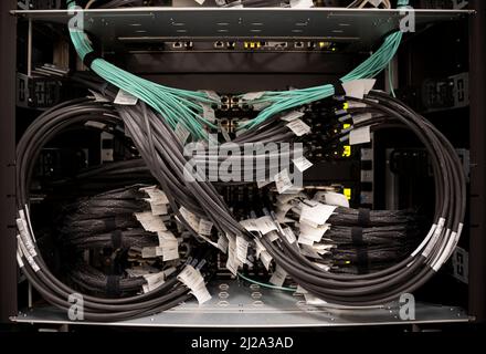 Cables of a supercomputer. Stock Photo