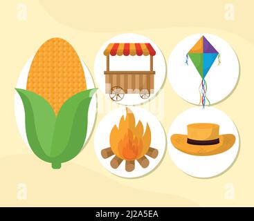 party junina icons Stock Vector