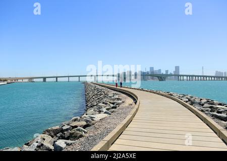 Saadiyat Breakwater on Al Sa'Diyat island in Abu Dhabi, UAE. Stock Photo