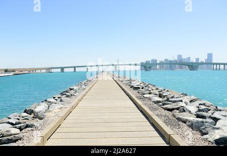 Saadiyat Breakwater on Al Sa'Diyat island in Abu Dhabi, UAE. Stock Photo