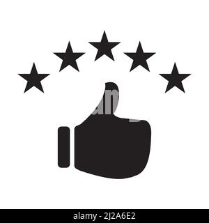 hand with thumb up and stars rating icon vector for graphic design, logo, website, social media, mobile app, UI Stock Vector