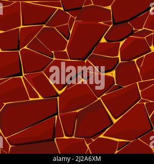 Seamless texture red stone with lava or fire Stock Vector