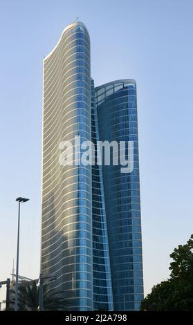 The modern Abu Dhabi Islamic Bank tower in Abu Dhabi, UAE. Stock Photo