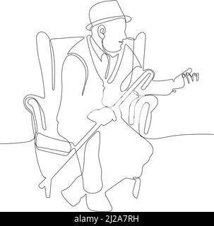mature man in a bathrobe using a smartphone Stock Vector
