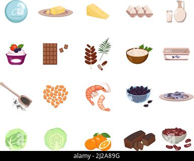 Source of calcium. A set of dairy products, nuts and dried fruits. Natural organic food high in minerals. Time for health and care. Vector flat illustration Stock Vector