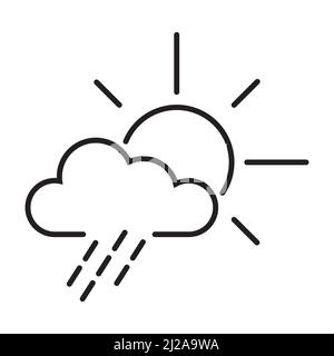 weather icon vector sun behind the cloud with rain sign for graphic design, logo, website, social media, mobile app, UI Stock Vector
