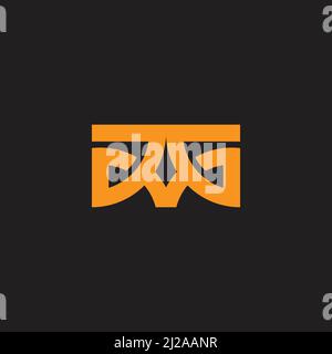 letter mg simple linked 3d flat geometric logo vector Stock Vector
