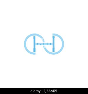 letter h blue water wavy shape simple geometric line logo vector Stock Vector