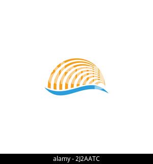 stripes signal waves sun symbol logo vector Stock Vector
