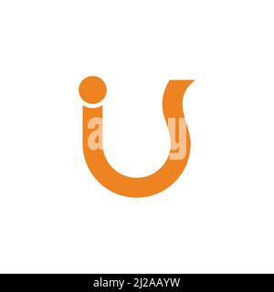 letter iu flat curves ribbon geometric logo vector Stock Vector