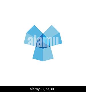 polygonal 3d gradient blue diamond symbol logo vector Stock Vector